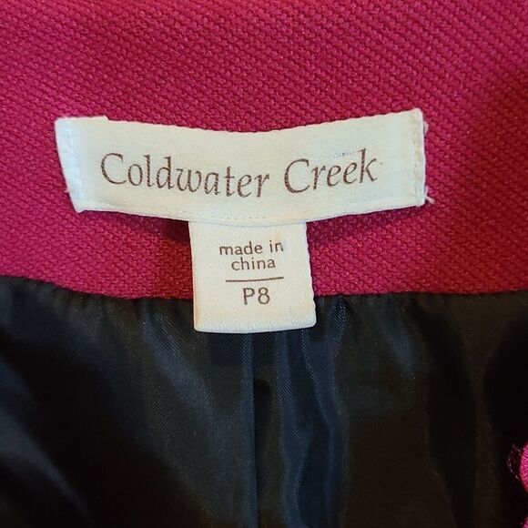 Coldwater creek womens burgendy ribbon detailed collar blazer size p8 - Picture 3 of 6